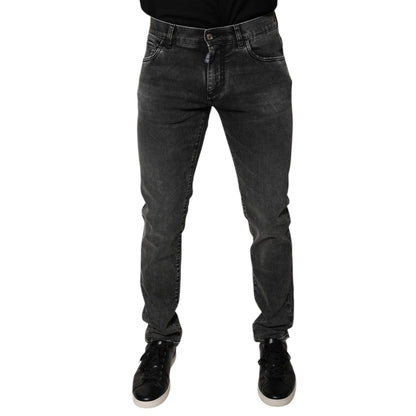 Dolce & Gabbana Black Logo Cotton Stretch Skinny Denim Pants