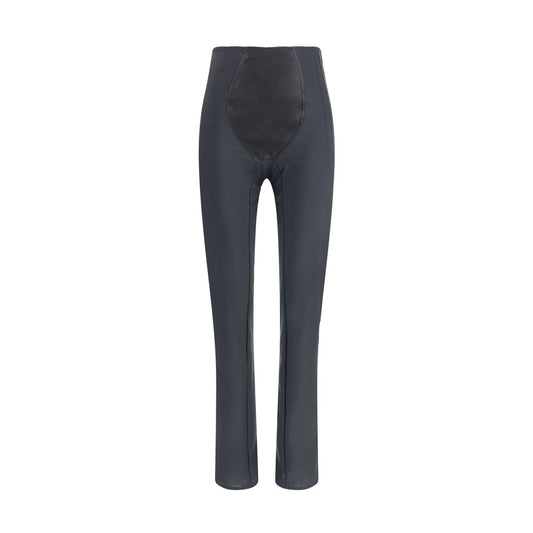 Front view of Dolce & Gabbana Black Nylon Athletic Pants with satin insert and elastic waist for elegant and comfortable fit.