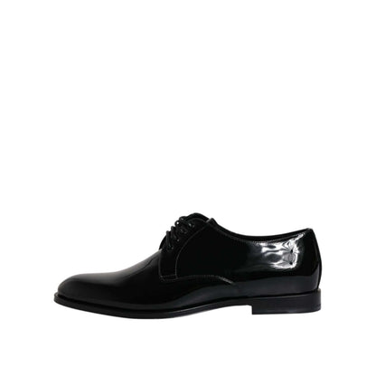 Dolce & Gabbana Black Patent Leather Derby Formal Dress Shoes