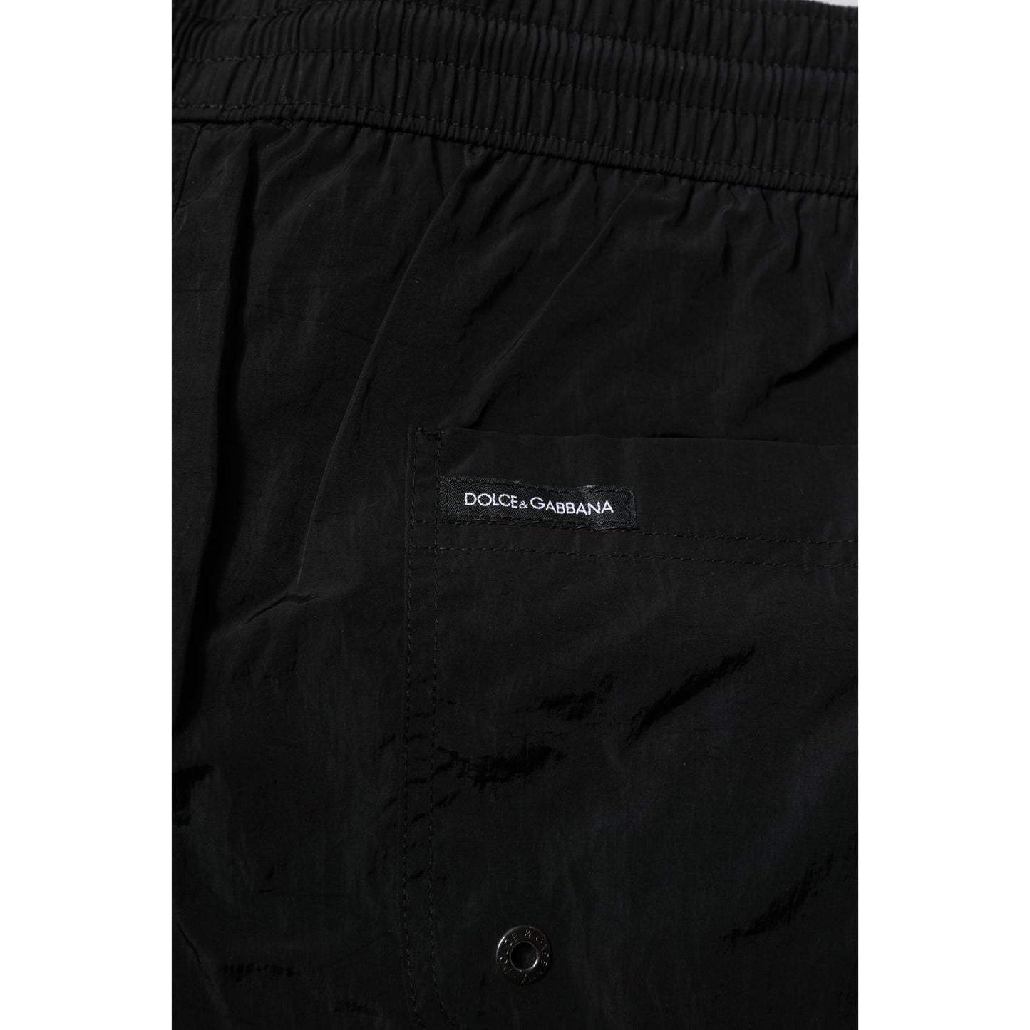 Dolce & Gabbana Black Polyester Beachwear Men Shorts Swimwear