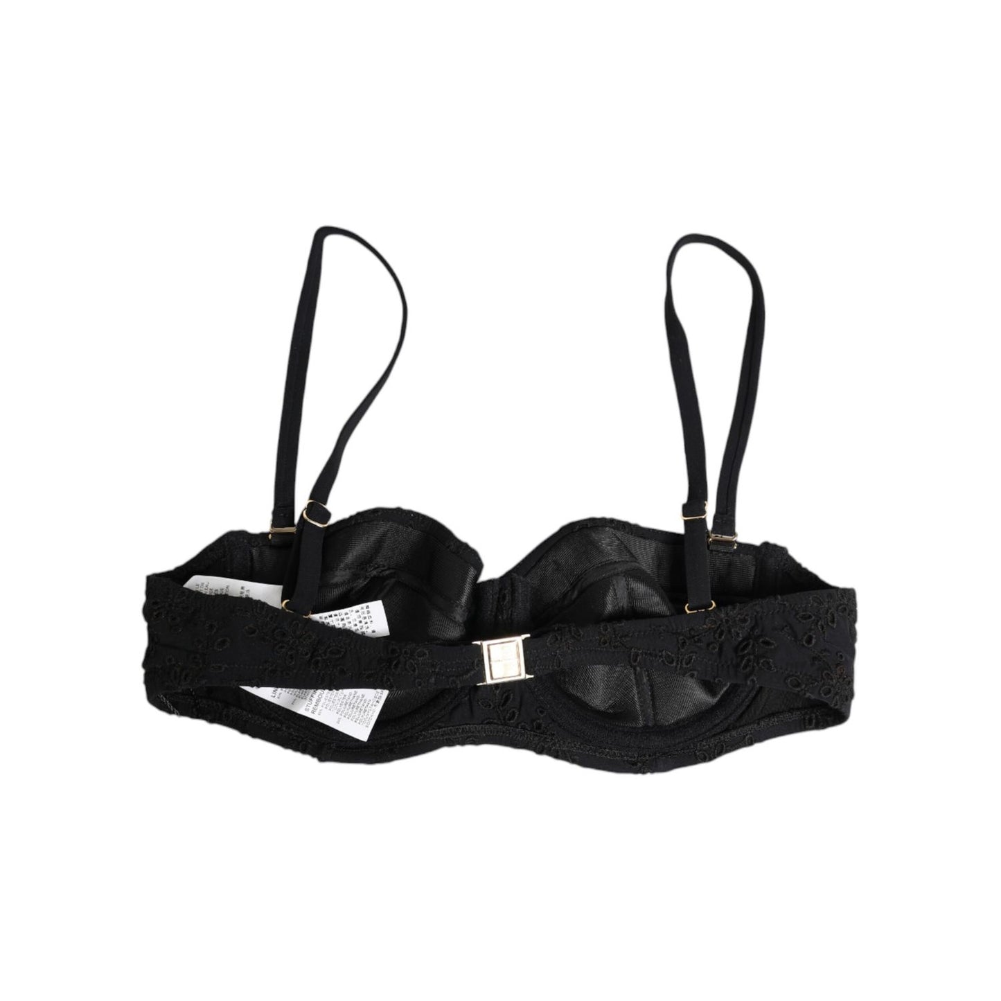 Dolce & Gabbana Black Polyester Embroidered Underwire Bra Underwear