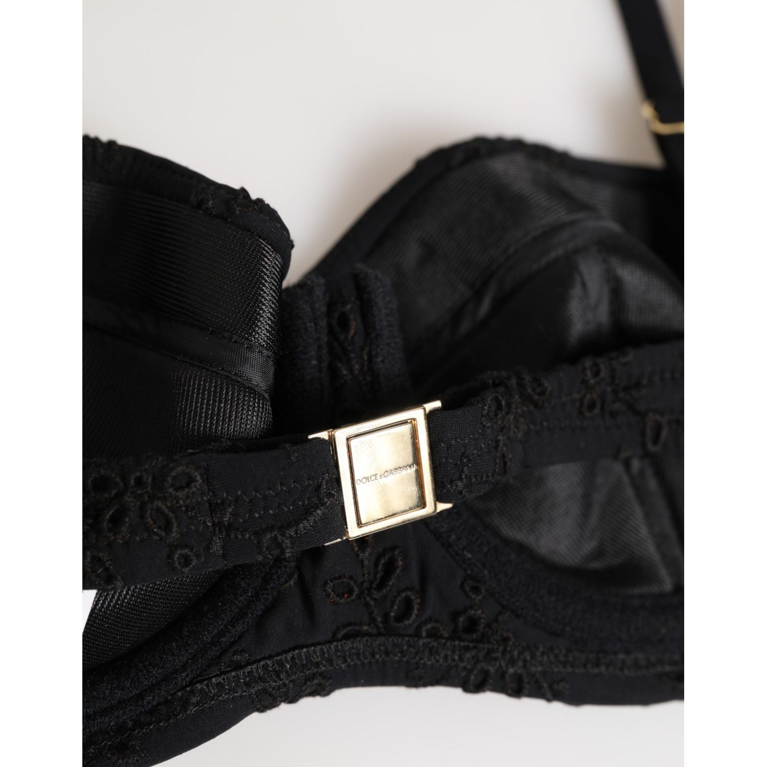 Dolce & Gabbana Black Polyester Embroidered Underwire Bra Underwear