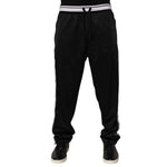 Dolce & Gabbana Black Polyester Logo Stripe Track Jogger Pants with white waistband and side stripes