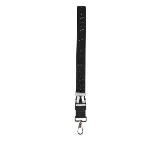 Dolce & Gabbana Black Polyester Stretch Rubberised DG Logo Men Keychain with sleek Italian design, detachable feature