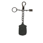 Dolce & Gabbana Black Red Military Leather Patch DG Logo Keychain Keyring