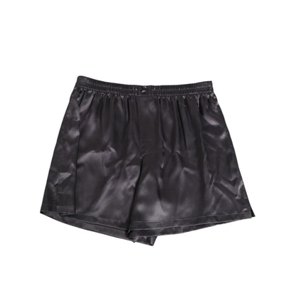 Dolce & Gabbana Black Satin Silk Elastic Men Boxer Short Swimwear