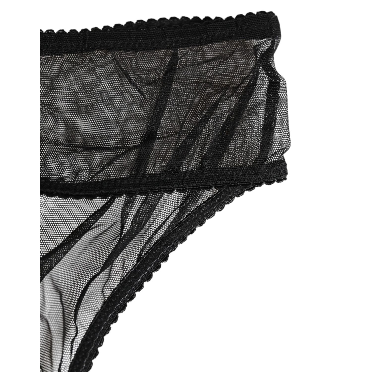 Dolce & Gabbana Black Sheer Mesh Lace Bikini Briefs Underwear