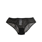 Dolce & Gabbana Black Sheer Mesh Lace Polka Dot Logo Underwear, high-waist briefs with elastic waistband and DG pattern, front view
