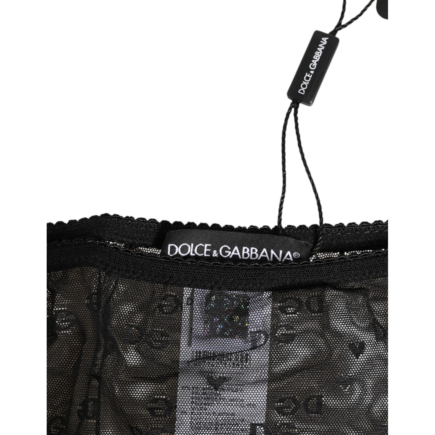 Dolce & Gabbana Black Sheer Mesh Lace Polka Dot Logo Underwear