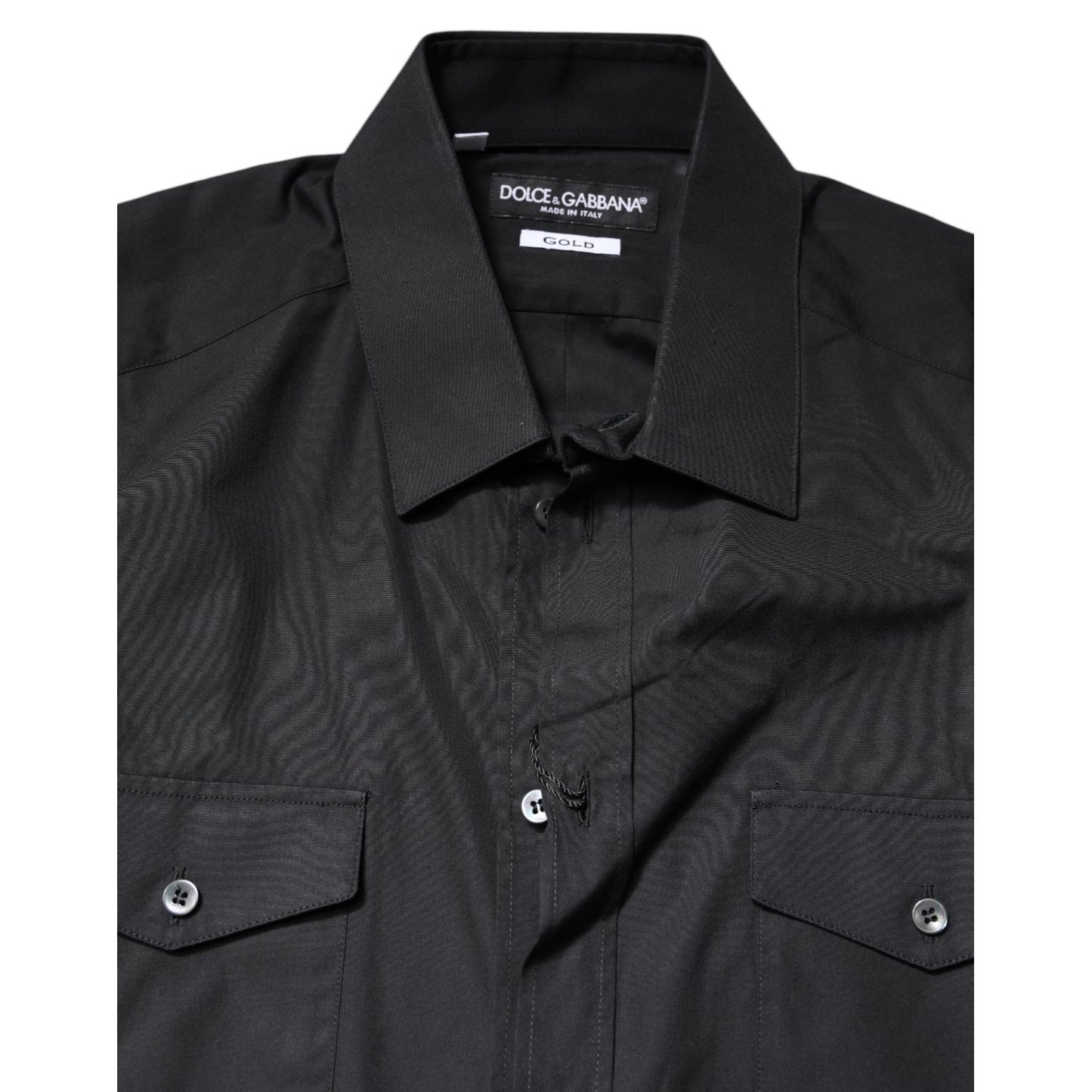 Dolce & Gabbana Black Short Sleeves Cotton GOLD Casual Shirt