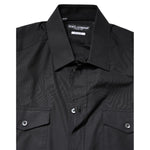 Dolce & Gabbana Black Short Sleeves Cotton GOLD Casual Shirt