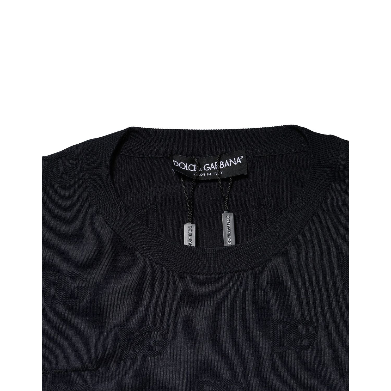 Dolce & Gabbana Black Silk Crew Neck Sweatshirt Sweater