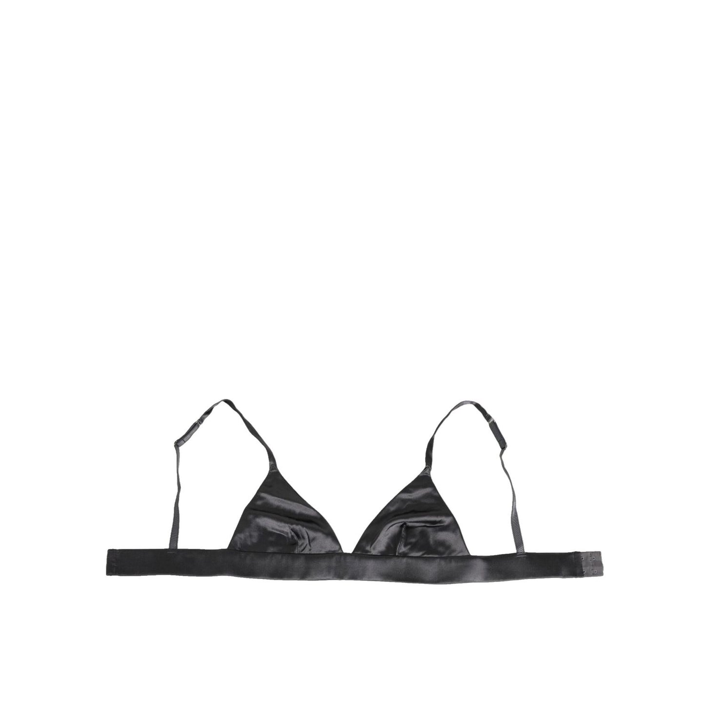 Dolce & Gabbana Black Silk Satin Triangle Soft Cup Underwear, elegant lingerie with soft cups, made from 94% silk, luxurious Italian design.