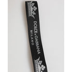 Dolce & Gabbana Black Silver Nylon DG Crown Men's Holder Keychain Keyring with logo