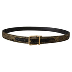 Dolce & Gabbana Black Two-toned Leather Gold Engraved Buckle Belt with adjustable closure and logo detailing, made in Italy.