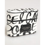 Dolce & Gabbana Black White Leather Monogram Print Logo Holder Airpods Case, luxury accessory, premium leather design.