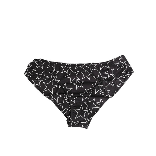 Dolce & Gabbana Black White Star Print Cotton Slip Panty Underwear with elastic waistband, 100% cotton for comfort and style.