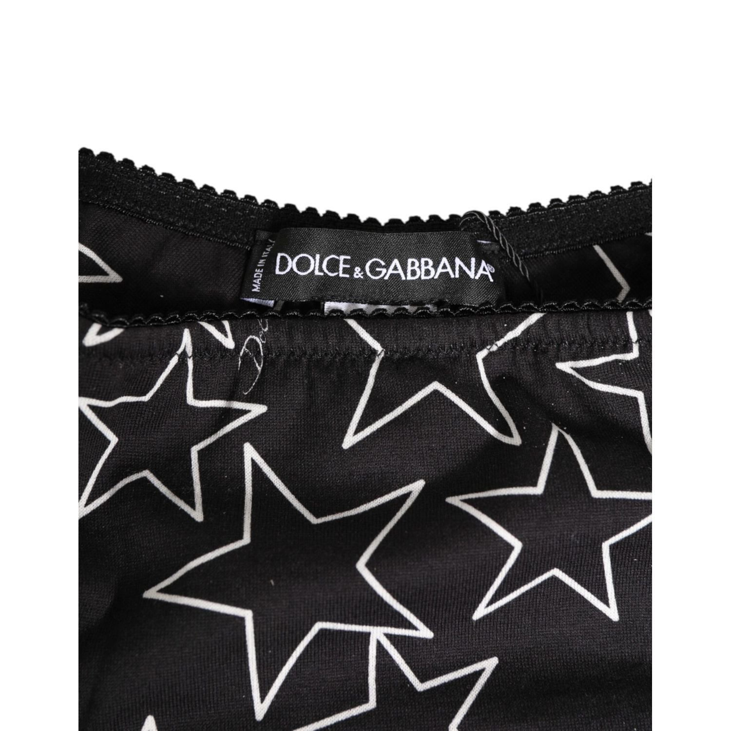 Dolce & Gabbana Black White Star Print Cotton Slip Panty Underwear