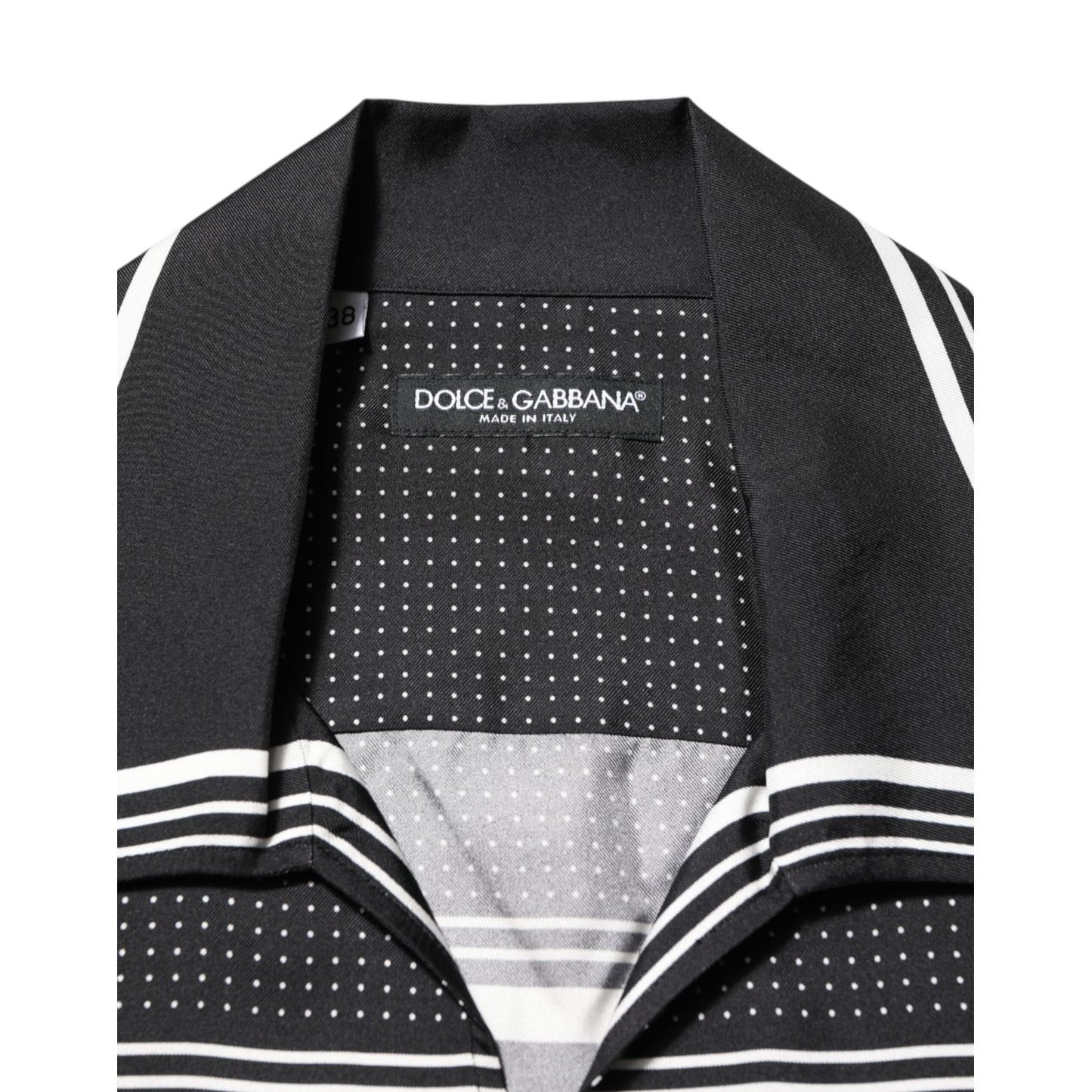 Dolce & Gabbana Black White StripeDot Print Casual Polo Shirt
