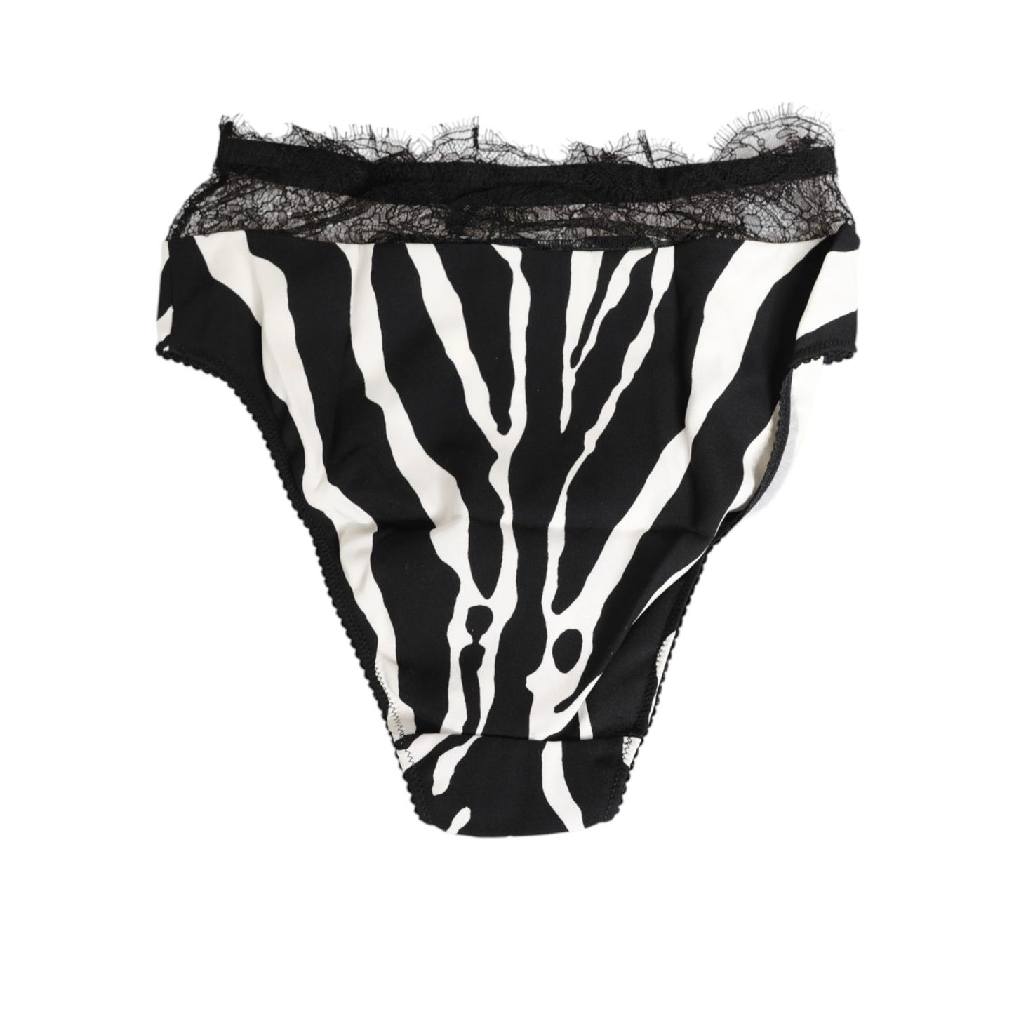 Dolce & Gabbana Black White Zebra Print Lace Trim High Underwear