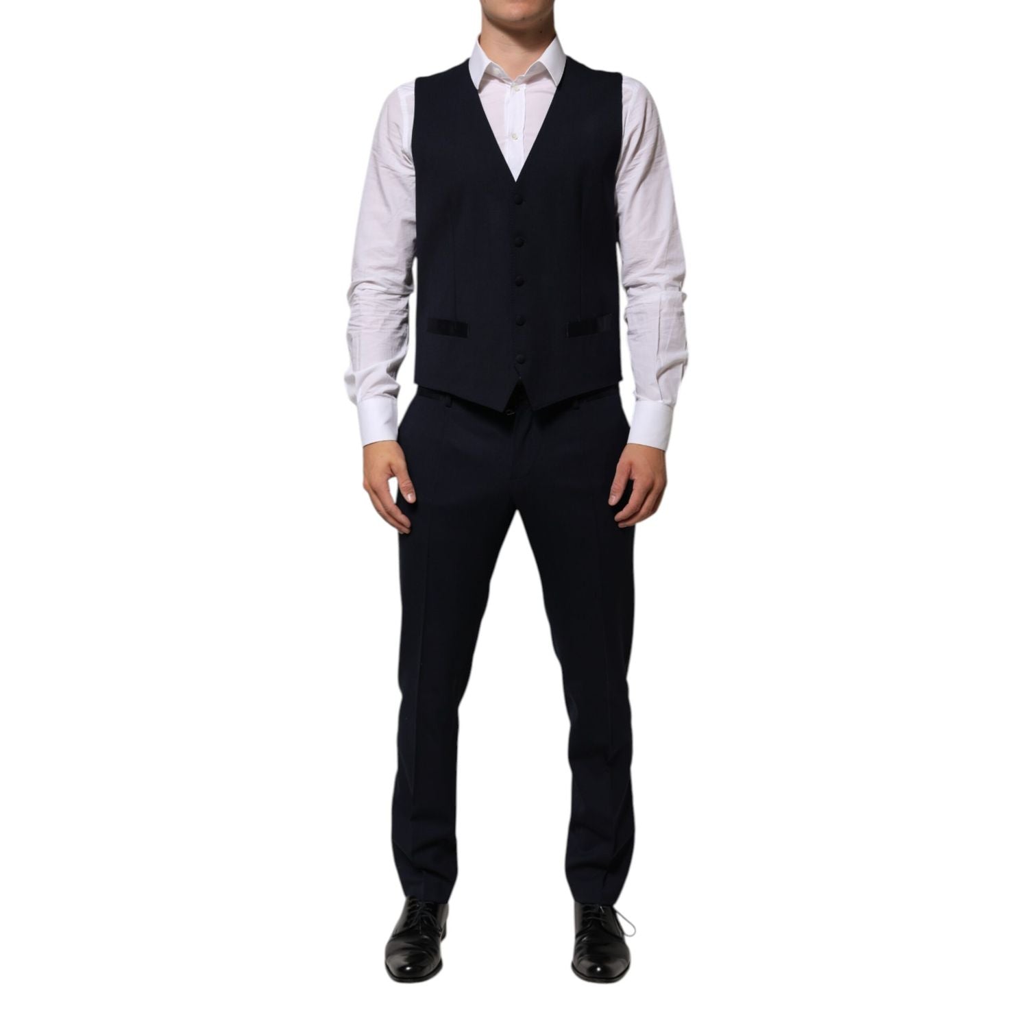Dolce & Gabbana Black Wool 3 Piece Slim Fit Formal Men Suit