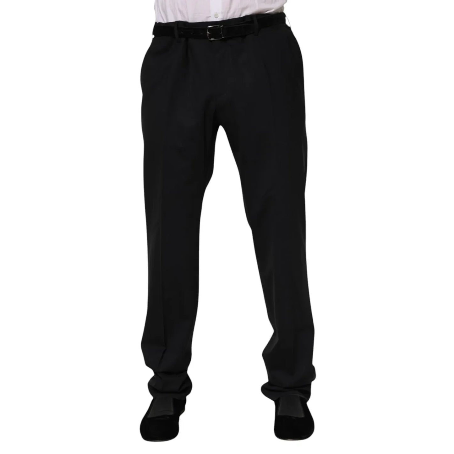 Dolce & Gabbana Black Wool Formal Dress Men Trousers Pants, featuring elegant design and high-quality material. Made in Italy.