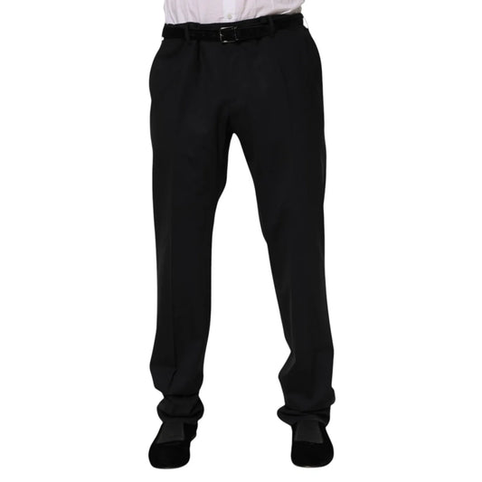 Dolce & Gabbana Black Wool Formal Dress Men Trousers Pants, featuring elegant design and high-quality material. Made in Italy.