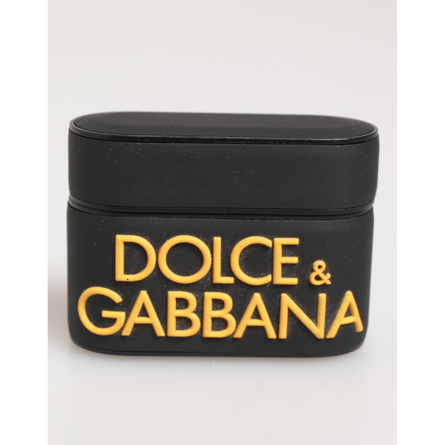 Dolce & Gabbana Black Yellow Rubber Logo Embossed Accessory Airpods Case Dolce & Gabbana