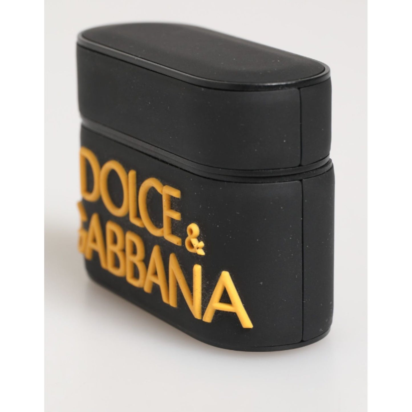 Dolce & Gabbana Black Yellow Rubber Logo Embossed Accessory Airpods Case Dolce & Gabbana