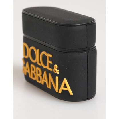 Dolce & Gabbana Black Yellow Rubber Logo Embossed Accessory Airpods Case Dolce & Gabbana