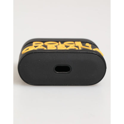 Dolce & Gabbana Black Yellow Rubber Logo Embossed Accessory Airpods Case Dolce & Gabbana