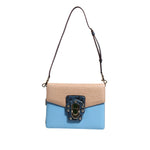 Dolce & Gabbana Blue Beige Exotic Leather LUCIA Crossbody Bag