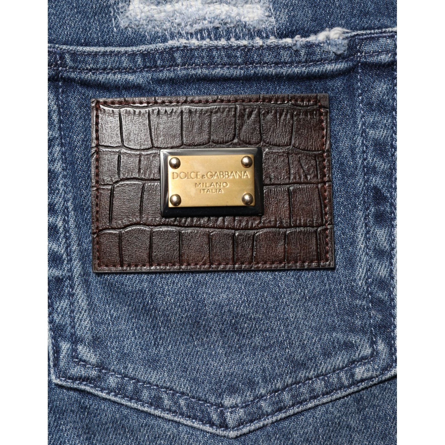 Dolce & Gabbana Blue Distressed Washed Logo GRACE Denim Jeans