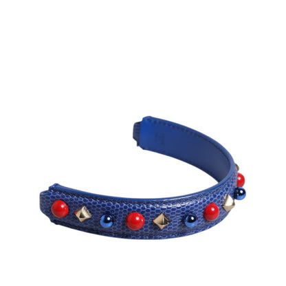 Dolce & Gabbana Blue Embellished Leather Bag Handle Women Shoulder Strap