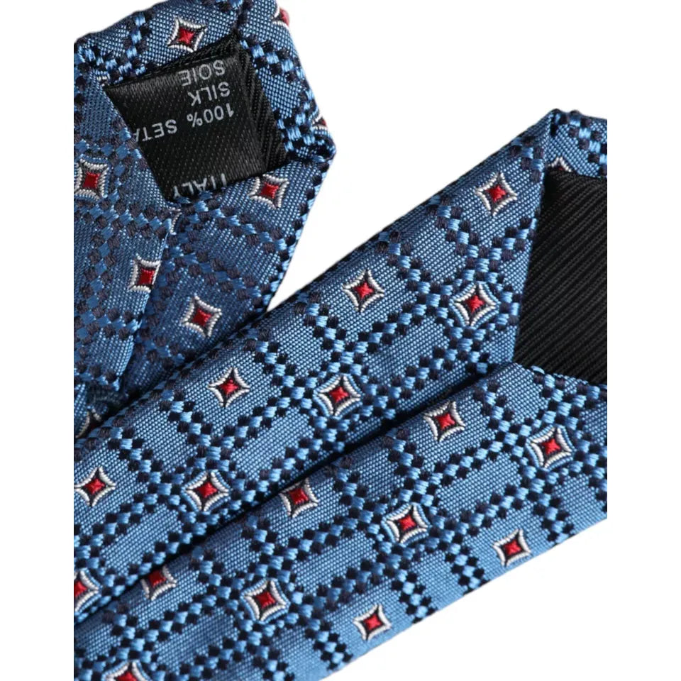 Dolce & Gabbana Blue Patterned 100% Silk Adjustable Men Tie 1728,67345645728,Accessories,Blue,Dolce & Gabbana,Material: 100% Silk,Men,New with tags,Ties - Ties and Formal Accessories - Accessories,Ties and Formal Accessories - Accessories