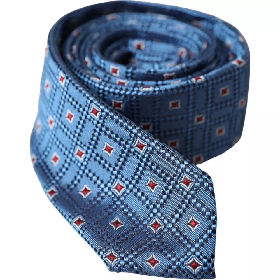 Dolce & Gabbana Blue Patterned 100% Silk Adjustable Men Tie 1728,67345645728,Accessories,Blue,Dolce & Gabbana,Material: 100% Silk,Men,New with tags,Ties - Ties and Formal Accessories - Accessories,Ties and Formal Accessories - Accessories