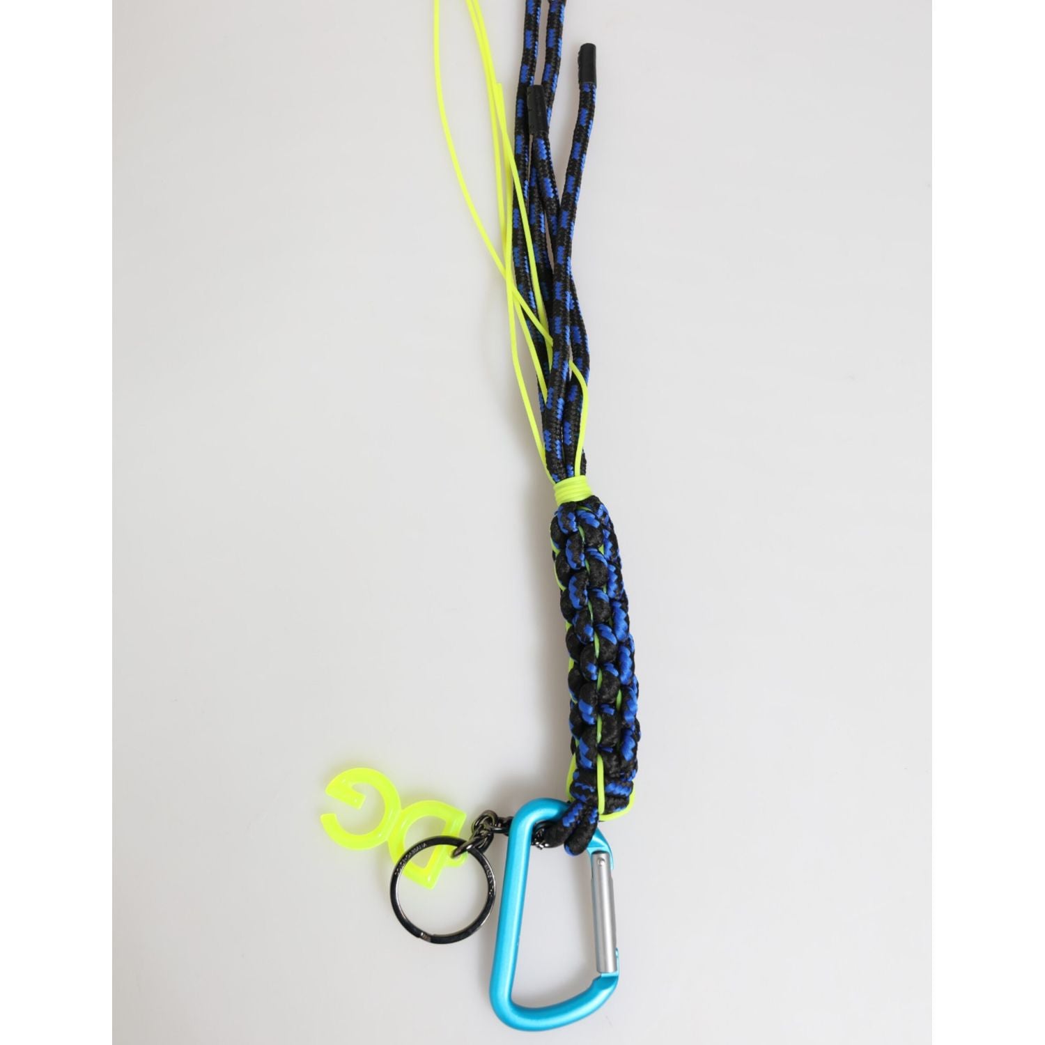 Dolce & Gabbana Blue Yellow Leather Tape String DG Logo Keychain Keyring