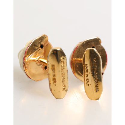 Dolce & Gabbana Brass Gold Tone Dog Puppy Men's Accessories Cufflink