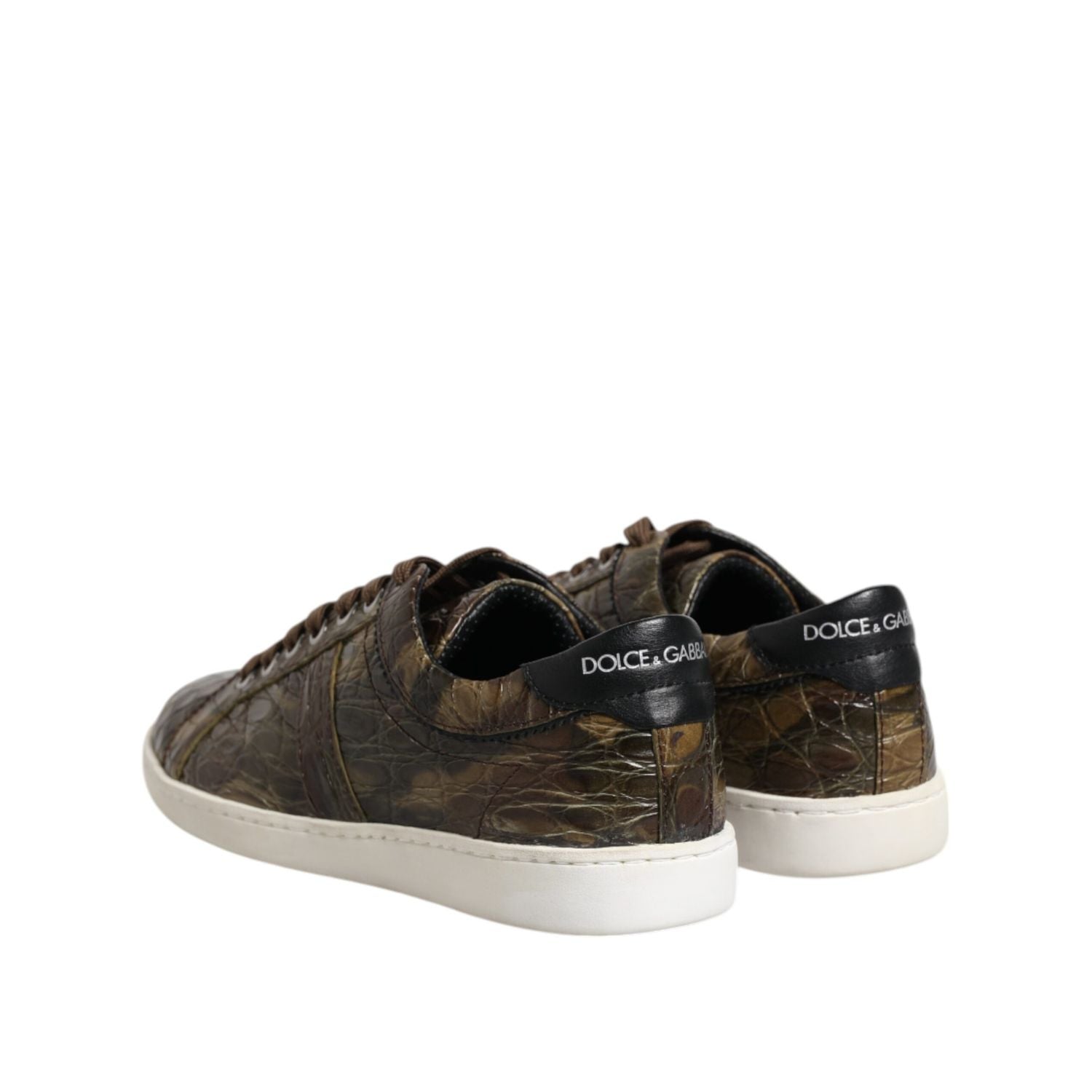 Dolce & Gabbana Brown Exotic Leather Low Top Sneakers Shoes