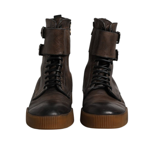 Dolce & Gabbana Brown Horse Leather Mid Calf Boots Shoes