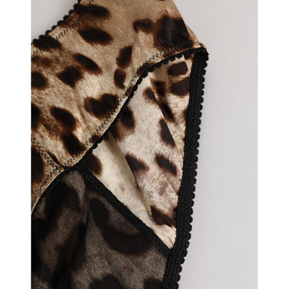 Dolce & Gabbana Brown Leopard Silk Mid Waist Panty Underwear