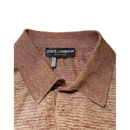 Dolce & Gabbana Brown Silk Textured Short Sleeve Polo T-shirt