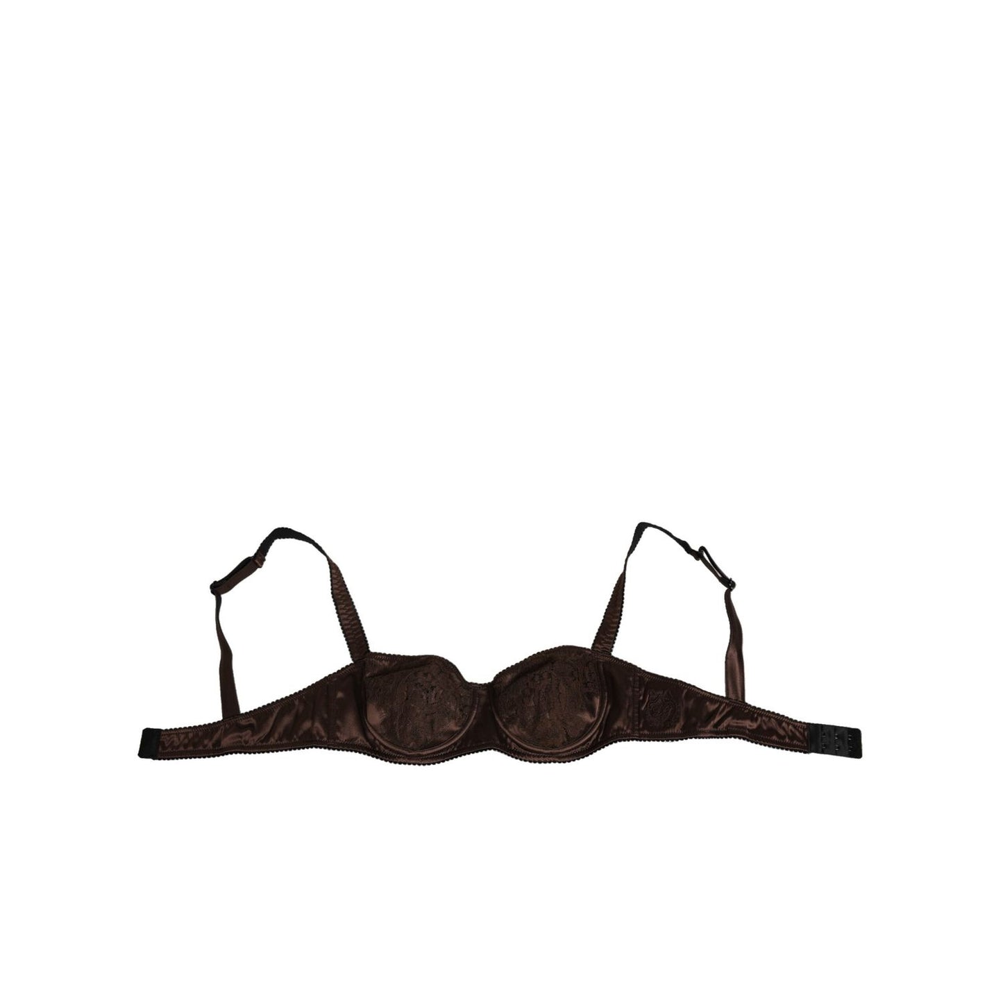 Dolce & Gabbana Brown Silk Underwired Balconette Bra Underwear showcasing premium satin craftsmanship and luxury design.