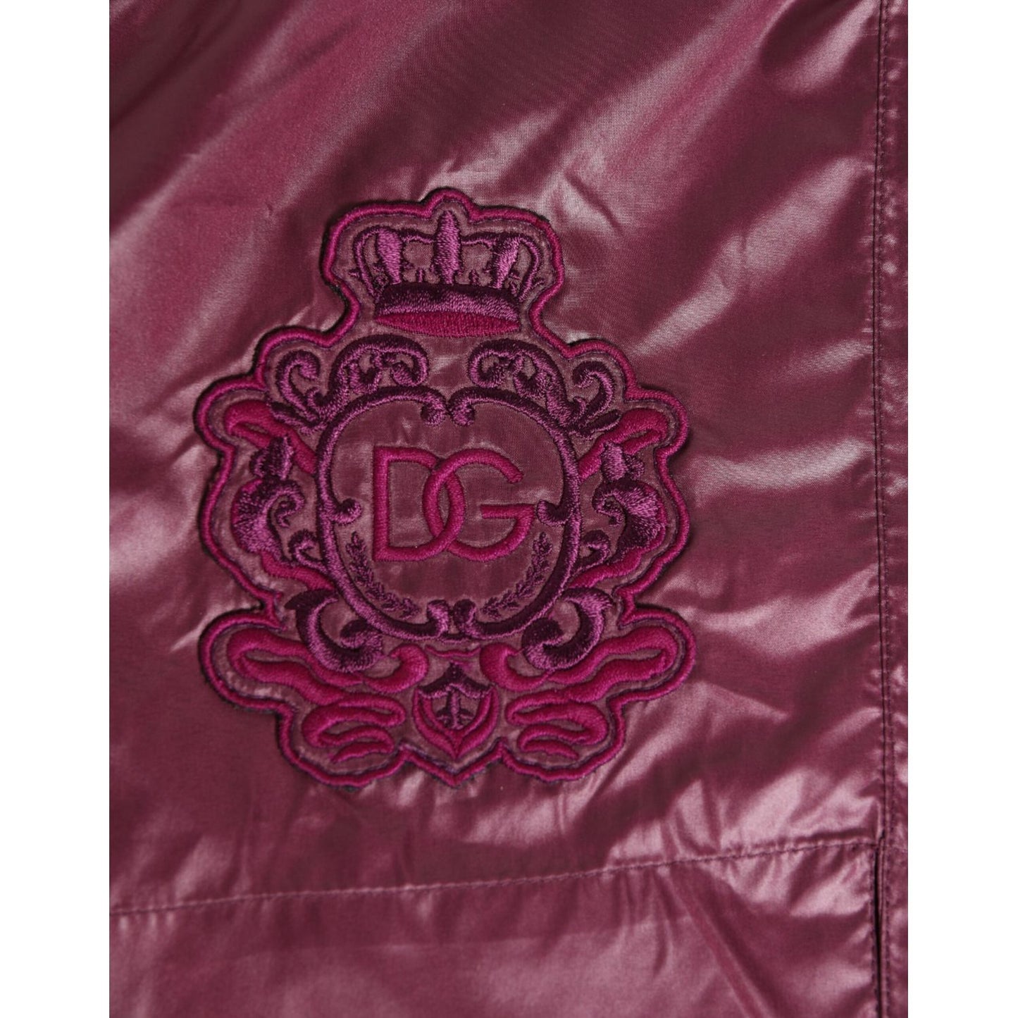 Dolce & Gabbana Burgundy Polyester Logo Embossed Crest Swimwear