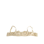 Dolce & Gabbana Cream Satin Blend Balconette Bra Underwear