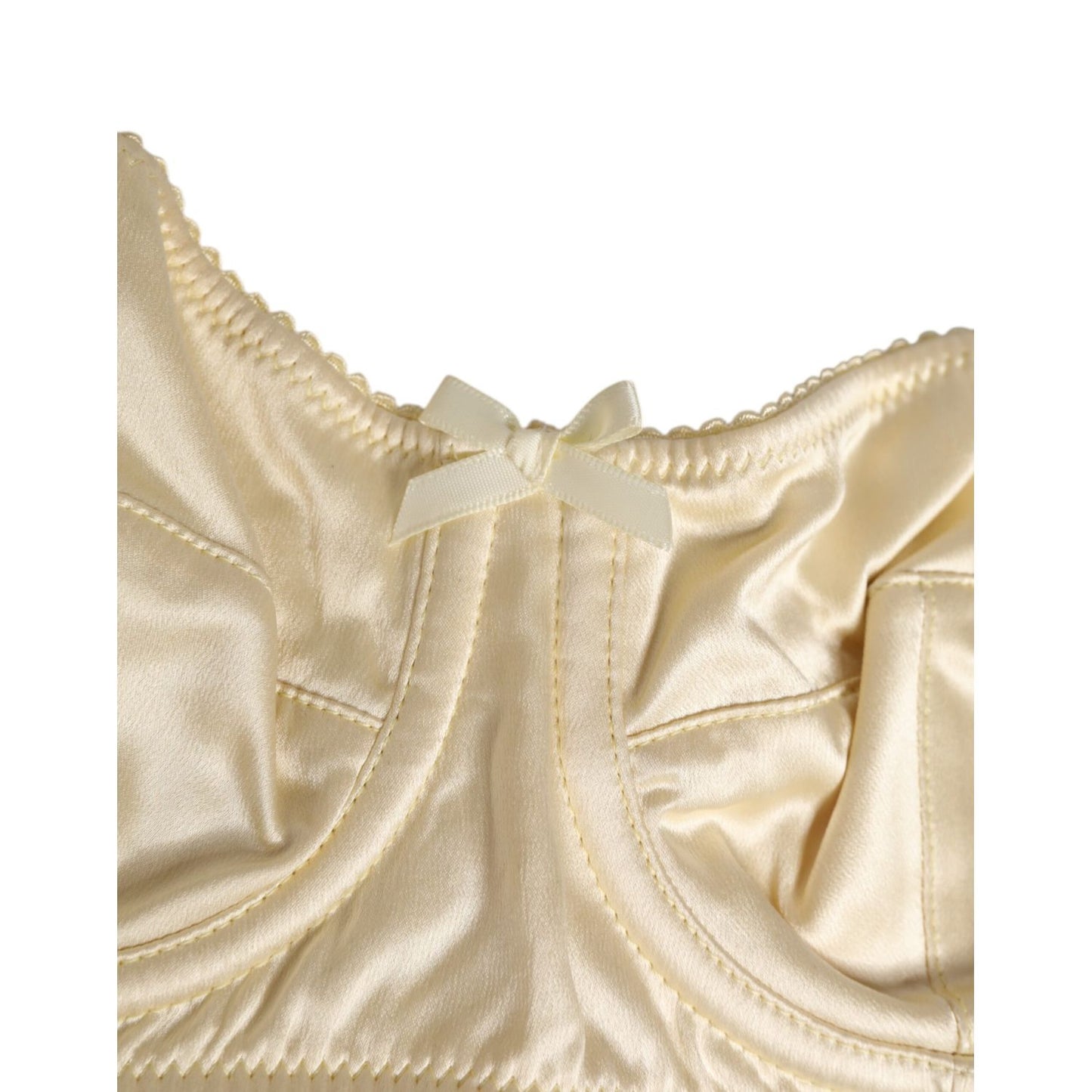 Dolce & Gabbana Cream Satin Blend Balconette Bra Underwear