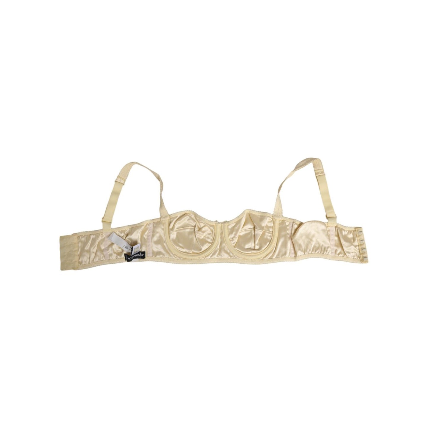 Dolce & Gabbana Cream Satin Blend Balconette Bra Underwear