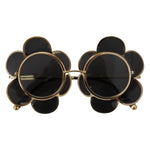 Dolce & Gabbana DG2201 Black Lens Gold Frame LIMITED EDITION Sunglasses with unique flower design, limited edition fashion accessory for women.