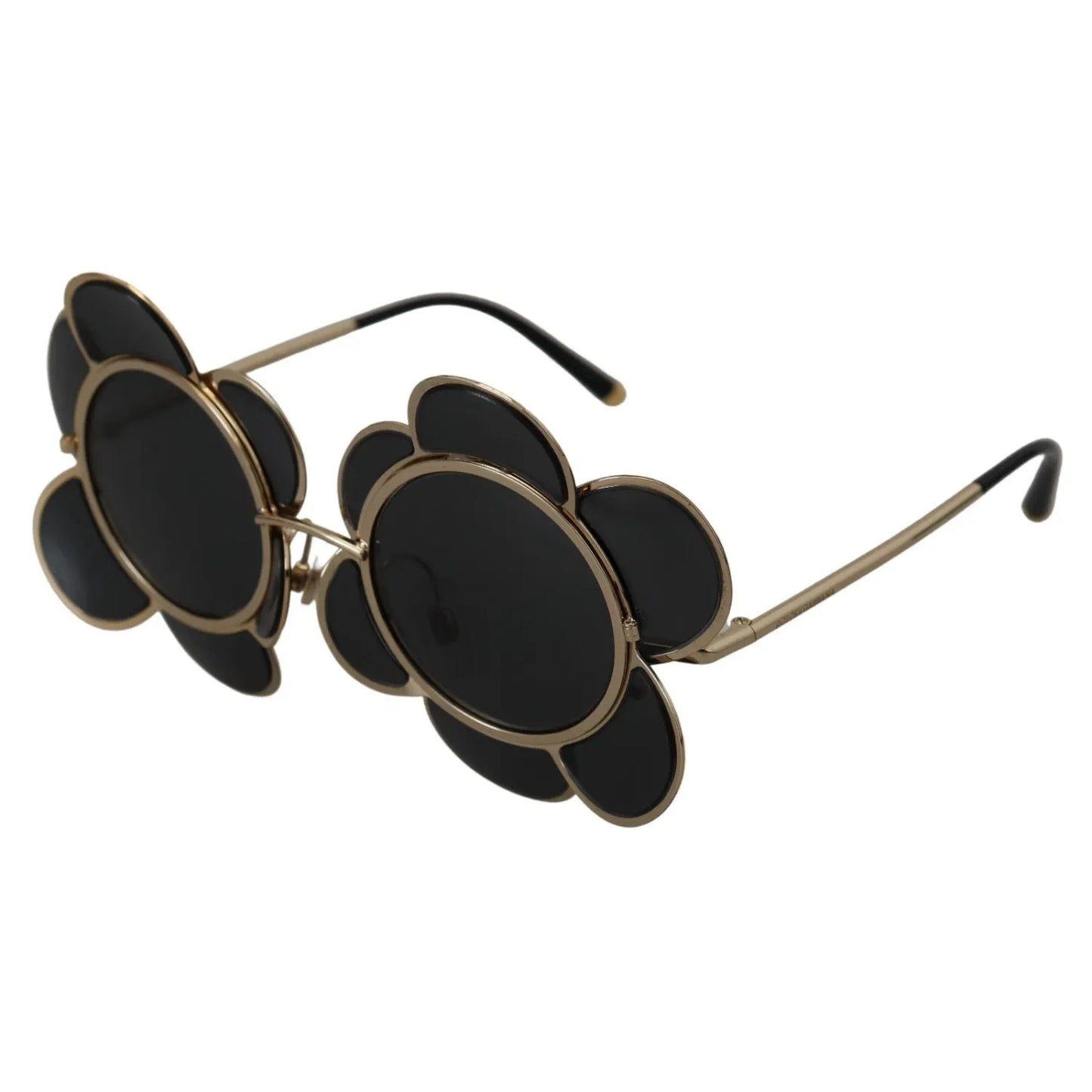 Dolce & Gabbana DG2201 Black Lens Gold Frame LIMITED EDITION Sunglasses, metal design, UV protection, women's eyewear