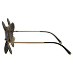Side view of Dolce & Gabbana DG2201 Black Lens Gold Frame LIMITED EDITION Sunglasses with metal frame and UV protection.